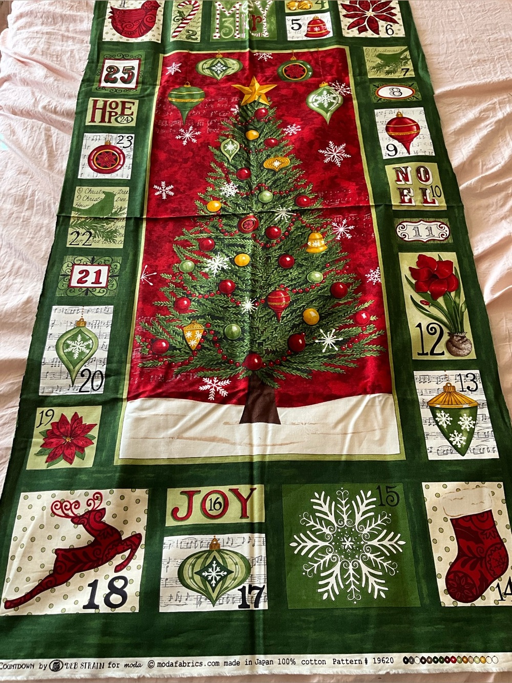 Moda#19620 Fabrics Christmas Countdown Cotton Fabric Panel Advent Calendar Door